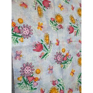 Vintage Floral Cotton Fat Quarter 18x22 Fabric Cheerful Flowers Butterflies Quil